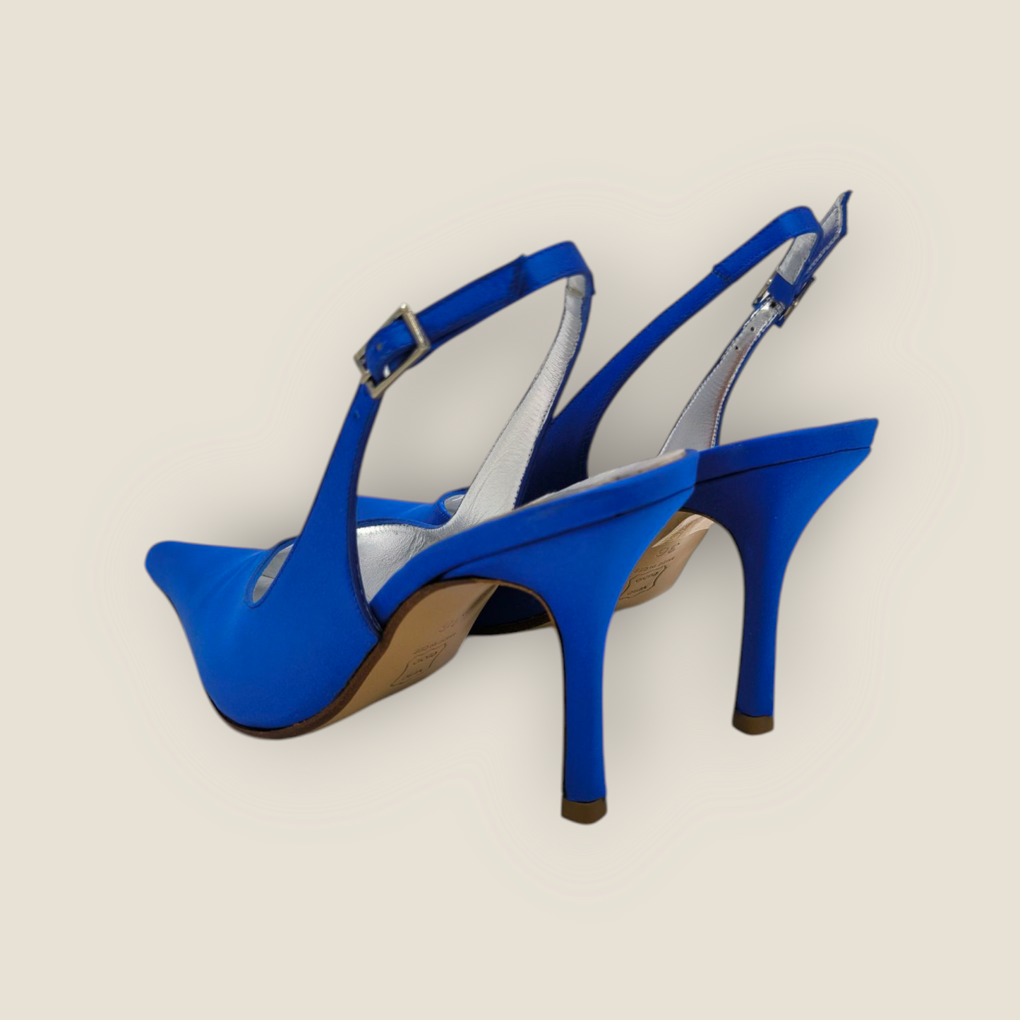 Slingbacks satin bleu électrique