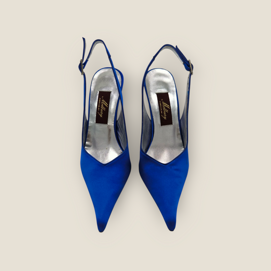 Slingbacks satin bleu électrique