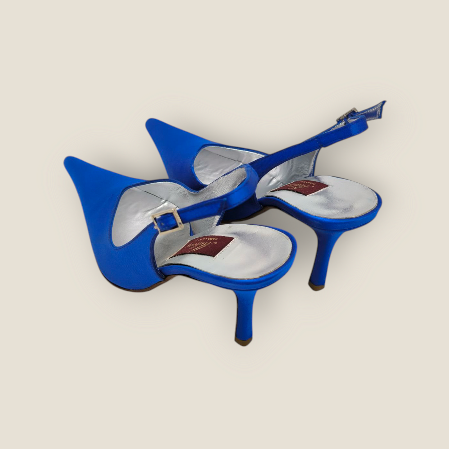 Slingbacks satin bleu électrique
