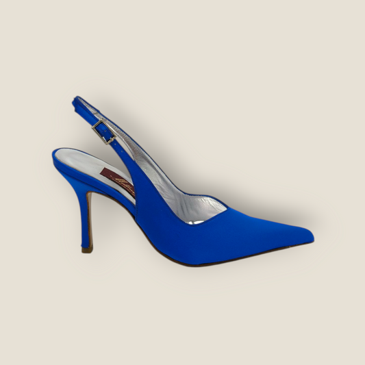 Slingbacks satin bleu électrique