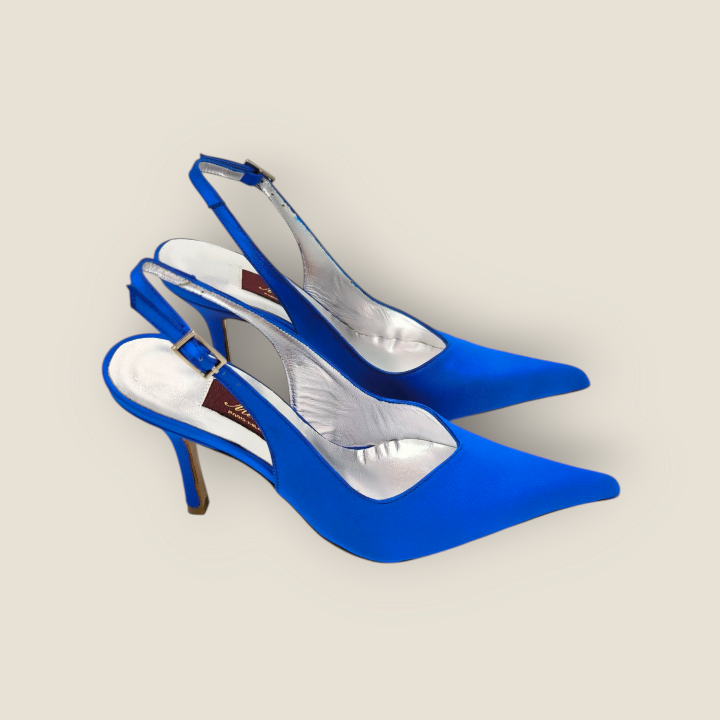 Slingbacks satin bleu électrique